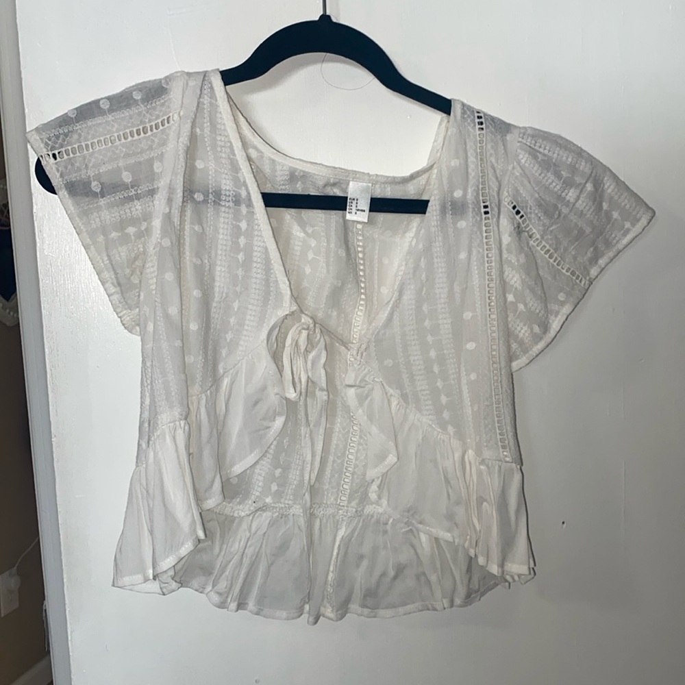 aeropostale white sheet crop tie top